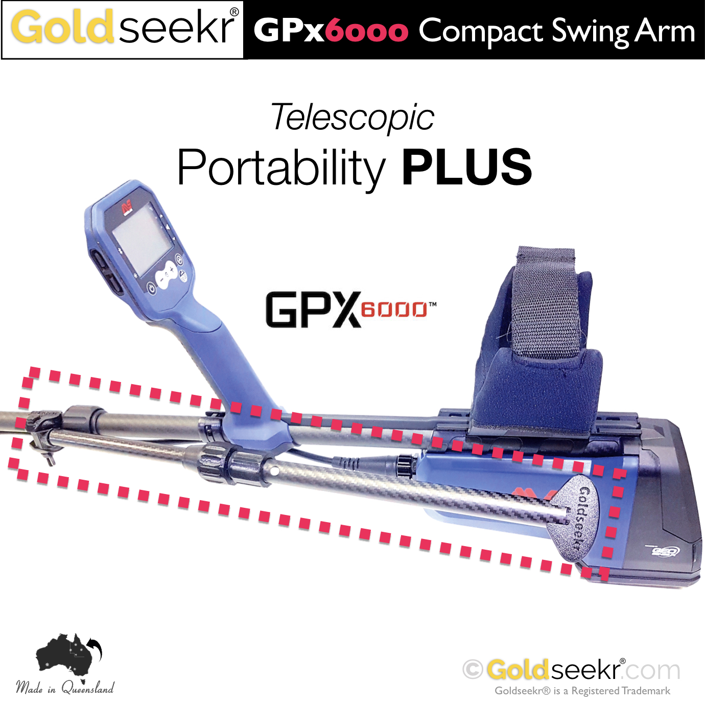 Compact Telescopic Swing Arm – for NEW Minelab GPX6000