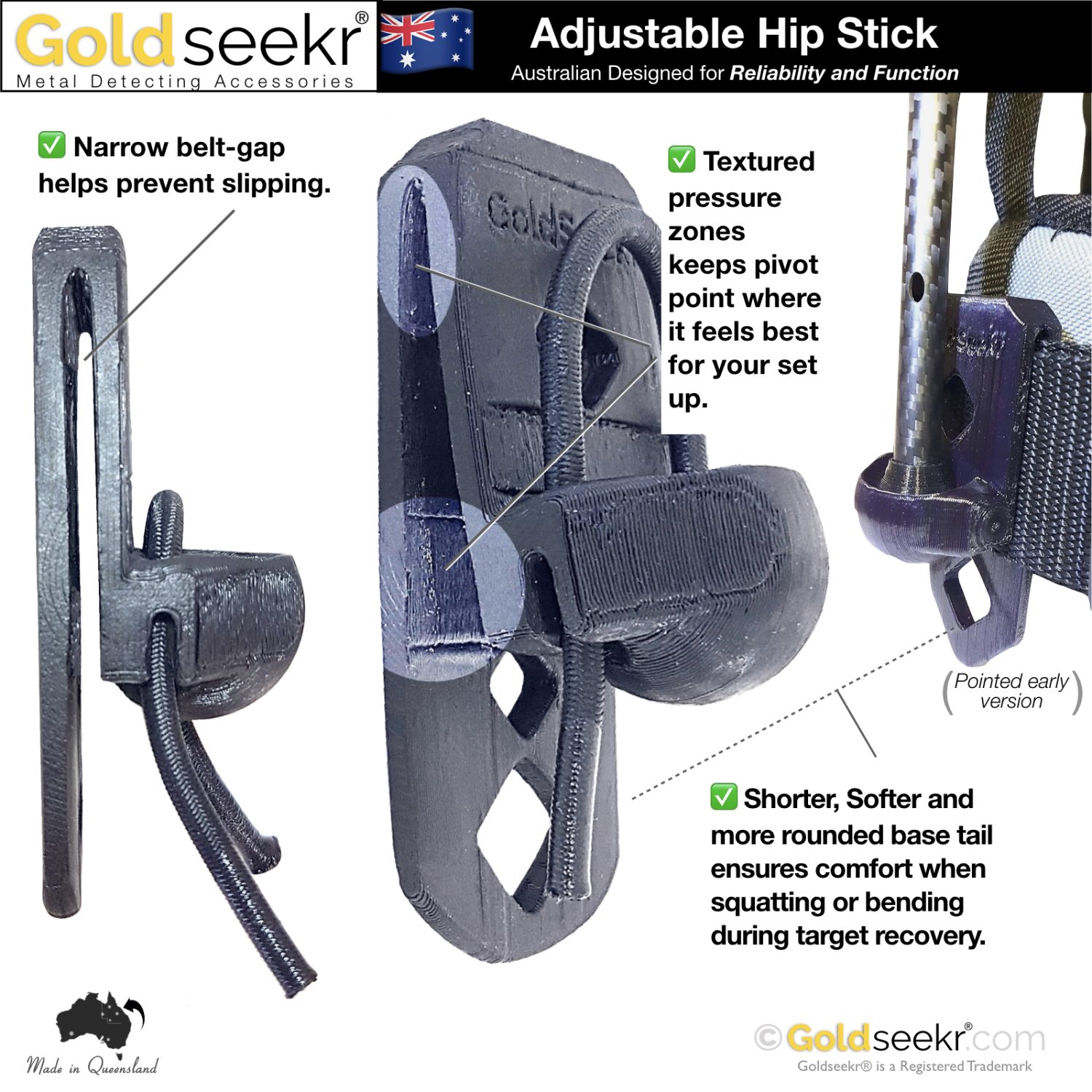 Adjustable Metal Detector Hip Stick Support » GoldSeekr