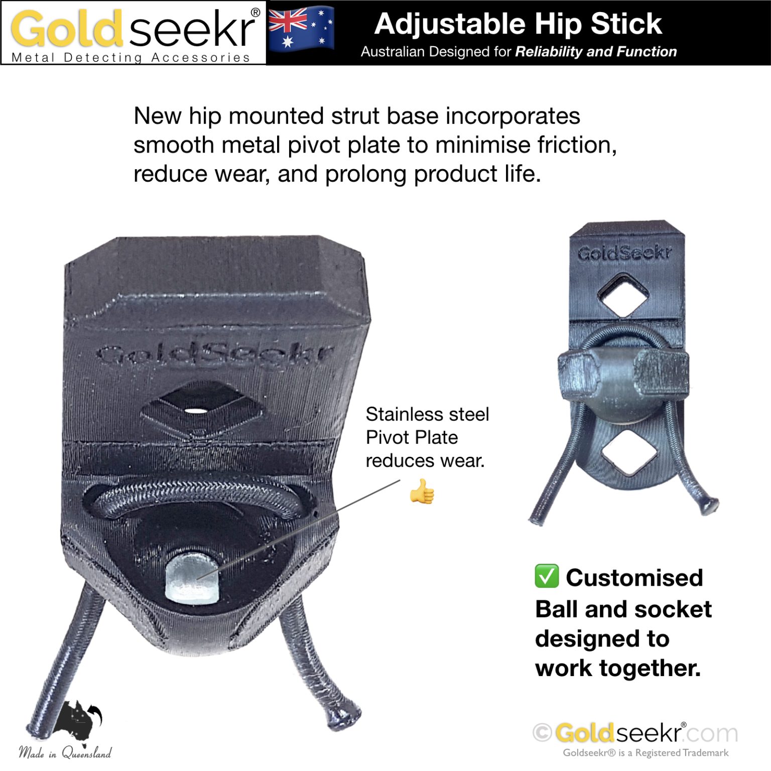 Adjustable Metal Detector Hip Stick Support » GoldSeekr