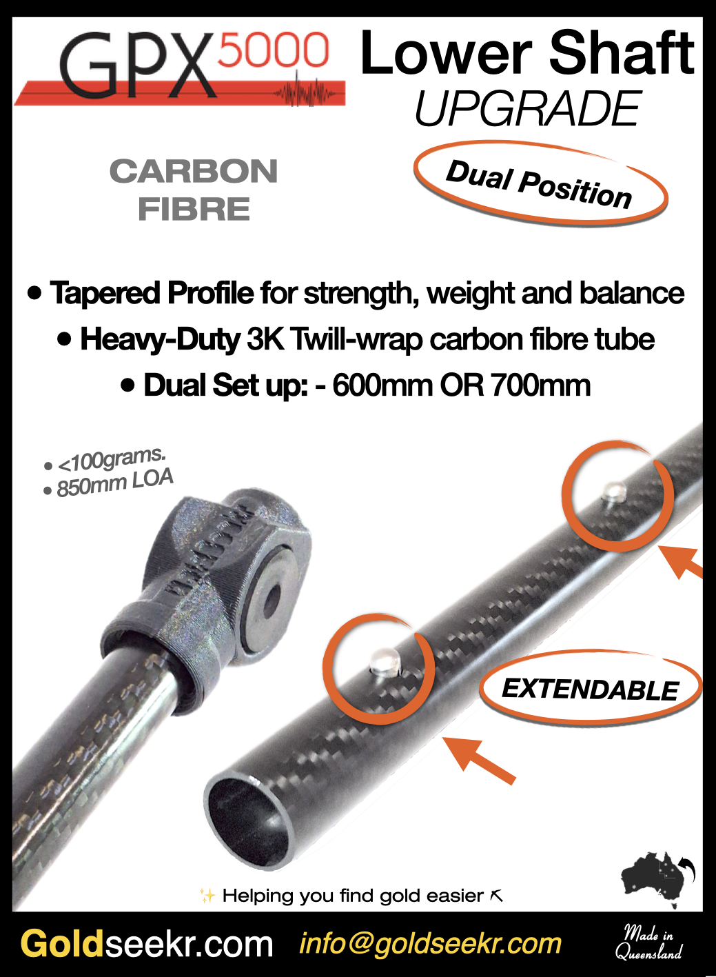 Minelab GPX5000 Lower Shaft Carbon Fibre Upgrade Minelab GPX5000 Lower Shaft Carbon Fibre Upgrade - Image 10