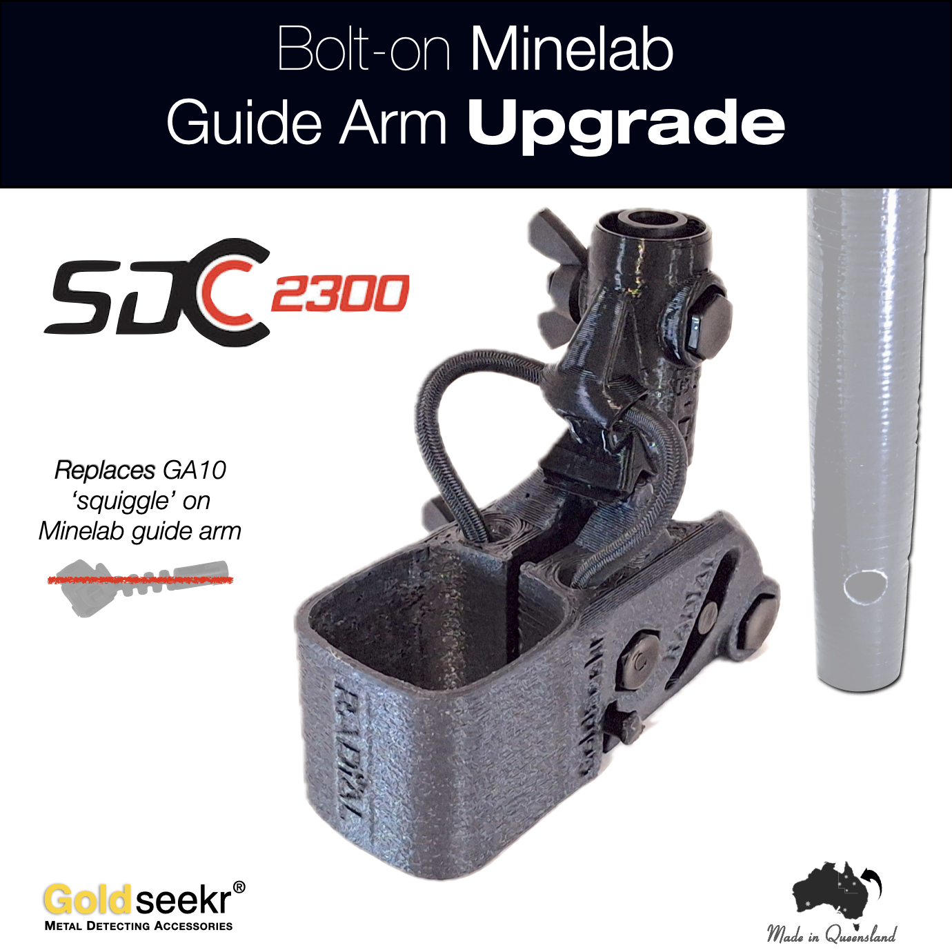 Goldseekr Bolt-on RADiAL-Action Minelab Guide Arm UpGrade for SDC2300 Goldseekr Bolt-on RADiAL-Action Minelab Guide Arm UpGrade for SDC2300