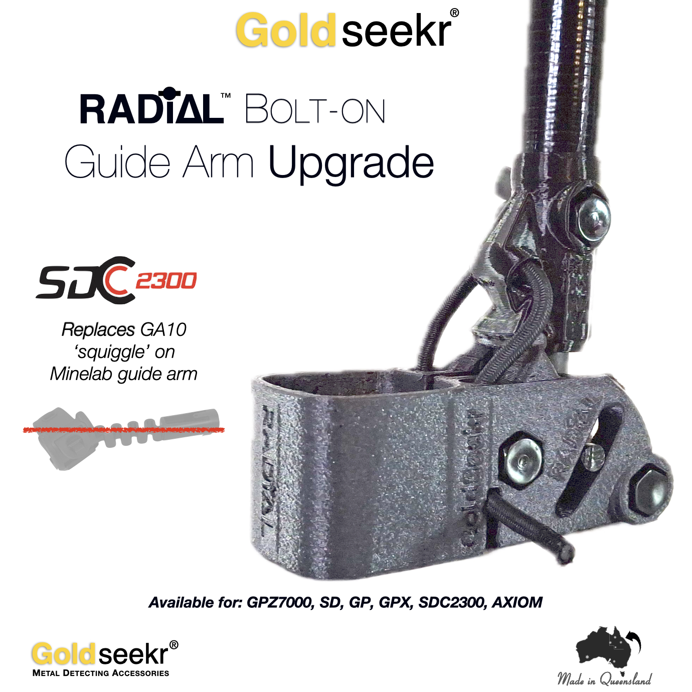 Goldseekr Bolt-on RADiAL-Action Minelab Guide Arm UpGrade for SDC2300 Goldseekr Bolt-on RADiAL-Action Minelab Guide Arm UpGrade for SDC2300 - Image 4
