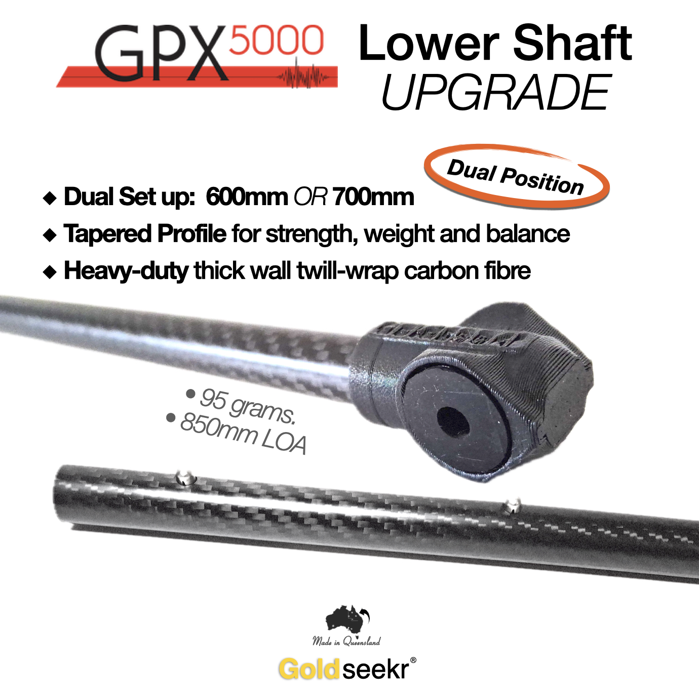 Goldseekr-Minelab-GPX5000-Lower-Shaft-Carbon-Fibre-Upgrade.008 Goldseekr ® Metal Detector Accessories