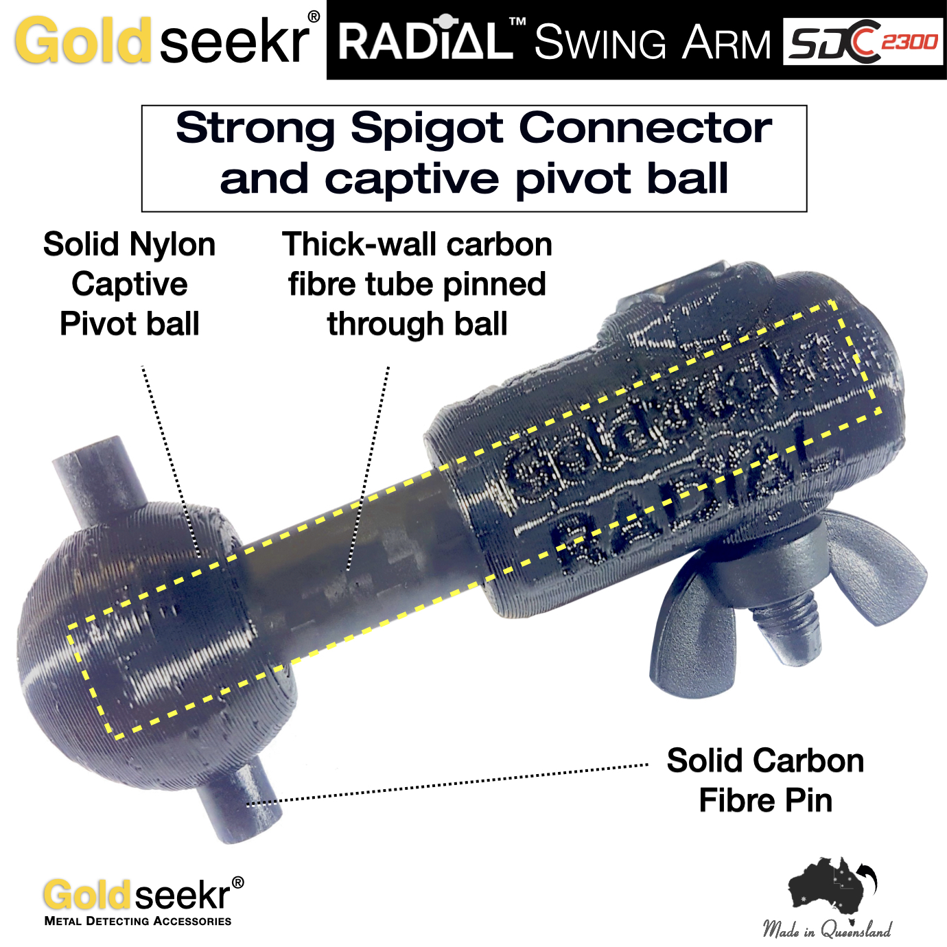 Goldseekr RADiAL Action Telescopic Carbon Fibre Swing Arm for Minelab SDC2300 Goldseekr RADiAL Action Telescopic Carbon Fibre Swing Arm for Minelab SDC2300 - Image 6