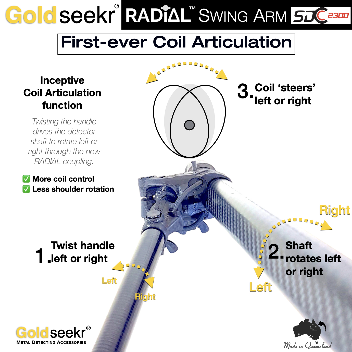 Goldseekr RADiAL Action Telescopic Carbon Fibre Swing Arm for Minelab SDC2300 Goldseekr RADiAL Action Telescopic Carbon Fibre Swing Arm for Minelab SDC2300 - Image 8