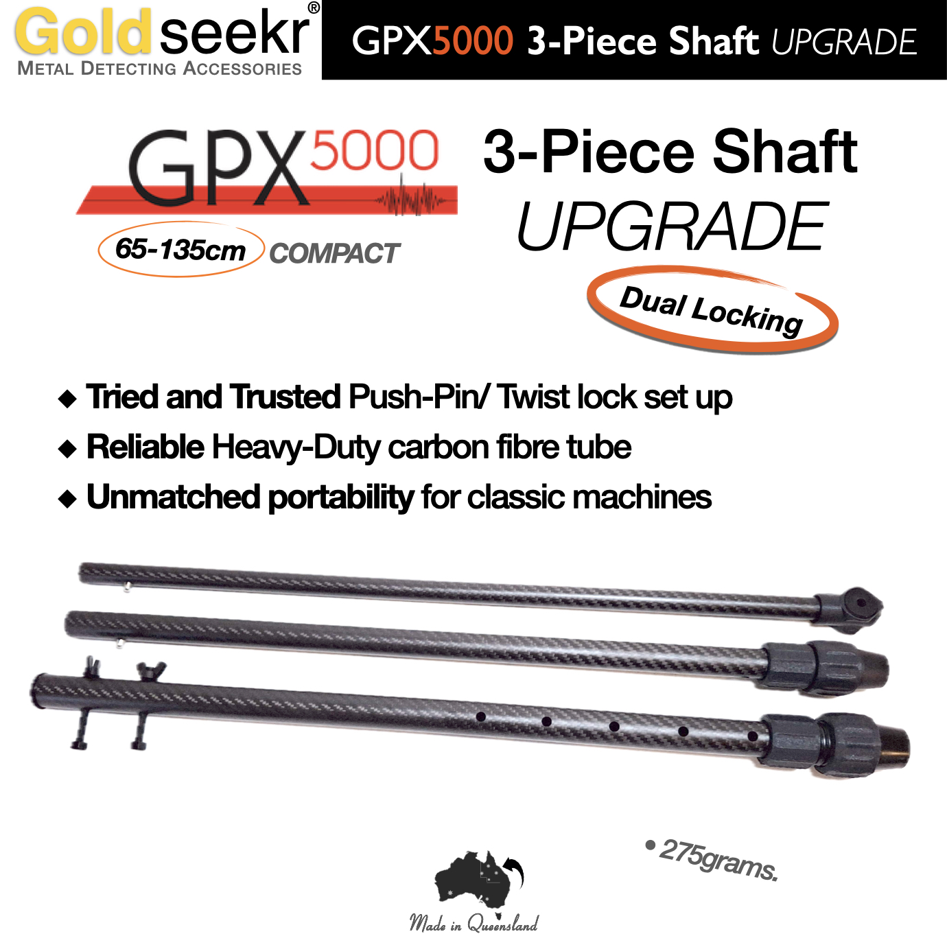 Goldseekr-Minelab-GPX5000-3-Piece-Shaft-Upgrade-Set.001 Goldseekr ® Metal Detector Accessories